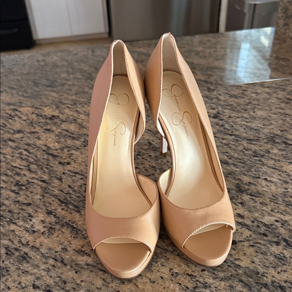Jessica Simpson Nude Peep Toe Heels